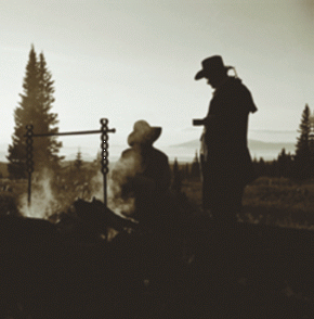 Cowboys at campfire